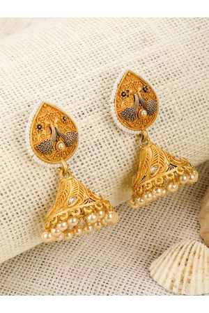 Priyaasi Women Gold Handcrafted Peacock Jhumkas Earrings
