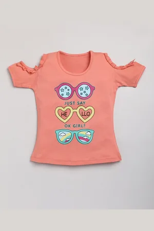 YK Girls Graphic Printed Cotton Regular Top