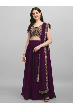 Buy Fog Grey Semi stitched Lehenga Choli With Thread And Zari Work Online -  Kalki Fashion