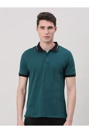 Crocodile Typography Printed Polo Collar Cotton Slim Fit T-shirt