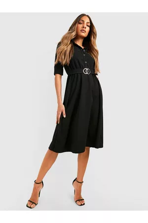 Boohoo Belted Midi Shirt Dress