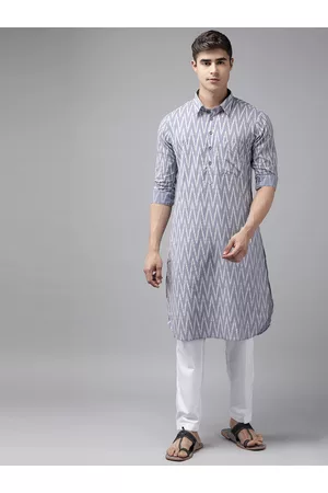 See Designs Geometric Printed Cotton Pathani Kurta