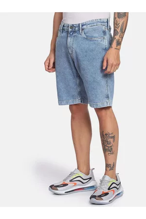 Flying Machine Men Mid-Rise Denim Shorts
