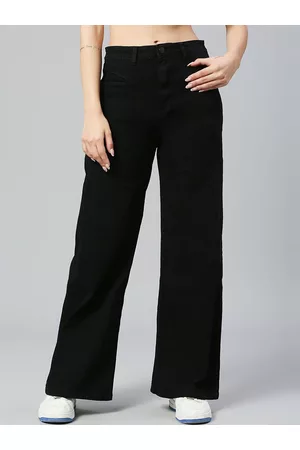 HJ HASASI Women High-Rise Stretchable Wide Leg Jeans