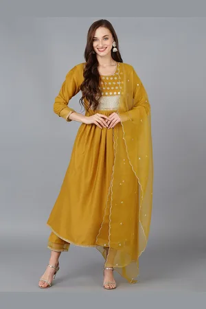 Ahika Women Pleated Sequinned Kurta with Trousers & With Dupatta
