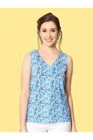 CHARMGAL Floral Printed V-Neck Sleeveless Top