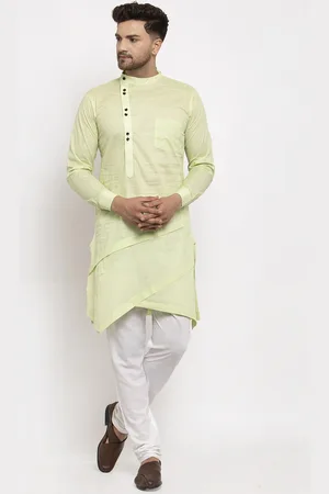 KLOTTHE Men Green Solid Straight Kurta