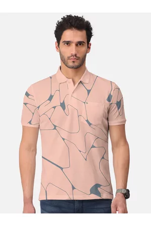bullmer Abstract Printed Polo Collar Short Sleeves Cotton T-shirt