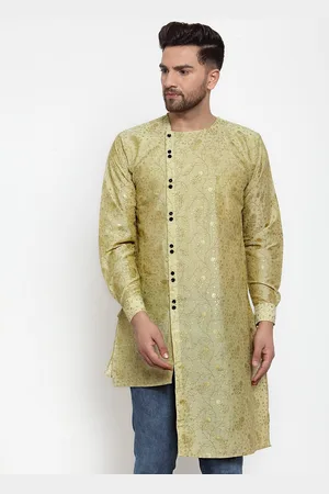 KLOTTHE Men Green Printed Straight Kurta