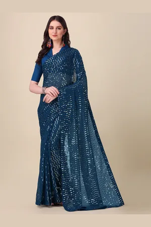 Fab Dadu Embellished Sequinned Pure Georgette Saree With Blouse Piece