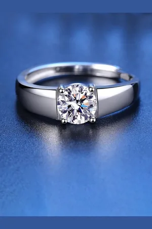 Myki Men Silver-Plated & CZ Stone-Studded Adjustable Finger Ring