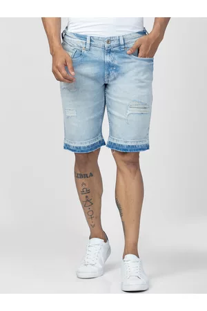 SPYKAR Men Washed Cotton Regular Fit Denim Shorts