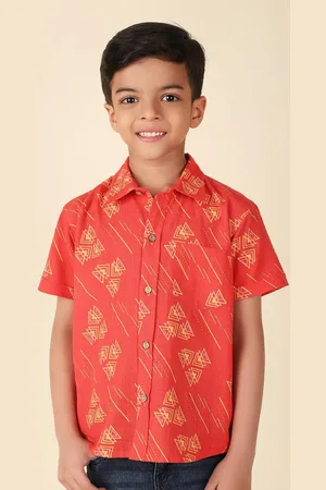 Fabindia Boys Geometric Printed Cotton Casual Shirt