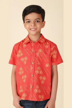 Fabindia Boys Geometric Printed Casual Cotton Shirt