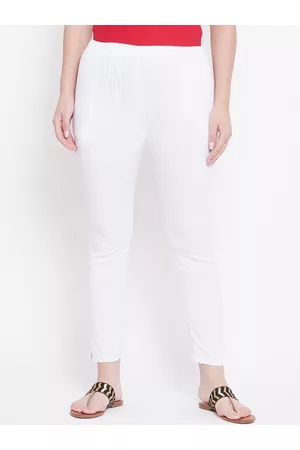 Castle Women White Regular Fit Solid Regular Trousers