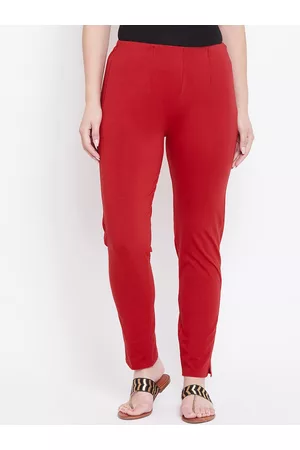 Castle Women Maroon Slim Fit Solid Stretchable Trousers