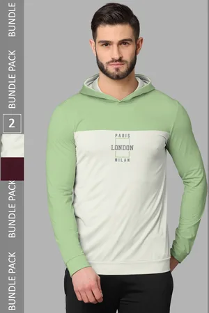 bullmer Pack of 2 Typography Printed Long Sleeves Hooded T-shirts