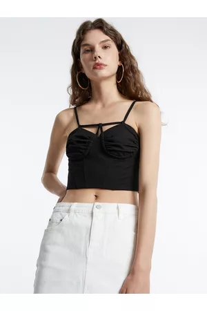 Urban Revivo Shoulder Straps Corset Style Crop Top