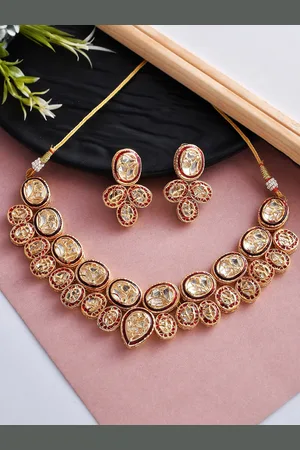 Silvermerc Designs Gold-Plated Kundan Studded Jewellery Set