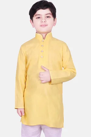 SG Boys Yellow Solid Straight Kurta