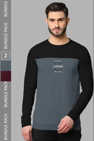 bullmer Pack of 2 Typography Printed Long Sleeves Hooded T-shirts