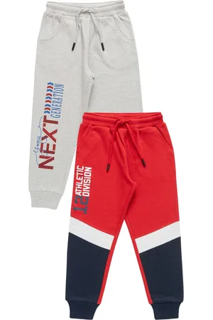 Juscubs Boys Pack Of 2 Typography Printed Regular Fit Cotton Joggers
