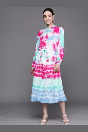 Indo Era Tie & Dye Shirt Ethnic Dress With Belt