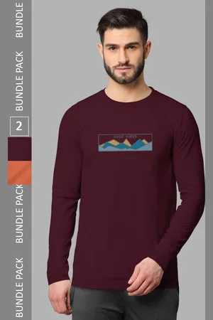 bullmer Pack Of 2 Printed Long Sleeves Cotton T-shirts