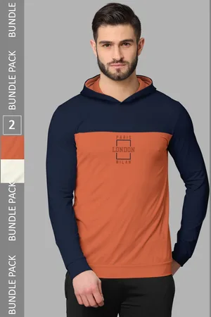 bullmer Pack of 2 Graphic Printed Long Sleeves Hooded T-shirts