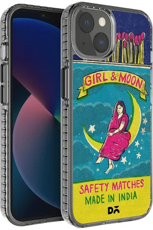 DailyObjects Black & Blue Moon Girl Matchbox Stride 2.0 Case Cover For iPhone 13