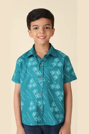 Fabindia Boys Geometric Printed Casual Cotton Shirt