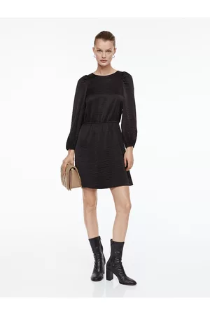 H&M Women Balloon-Sleeved Crinkled Dress