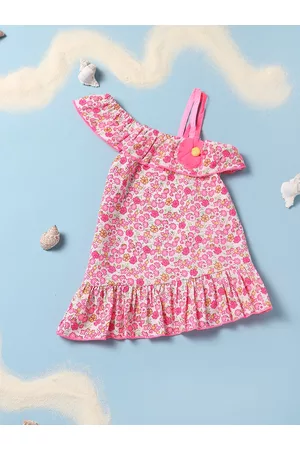 Nauti Nati Girls Floral Printed Crepe A-Line Dress