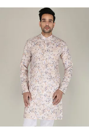 FUBAR Floral Printed Mandarin Collar Cotton Kurta