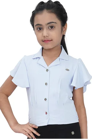 Tiny Girl S Flutter Sleeves Shirt Style Top