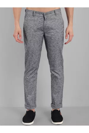 Majestic Smart Textured Mid Rise Slim Fit Cotton Trousers