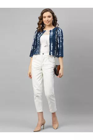 DEEBACO Women Printed Crop Shrug