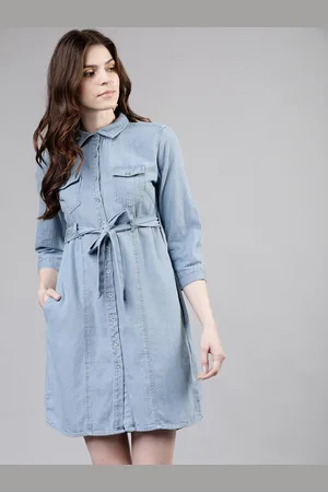 Tokyo Talkies Women Blue Denim Shirt Dress