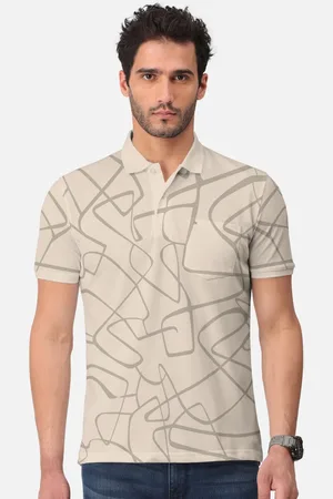 bullmer Abstract Printed Polo Collar Cotton T-Shirt