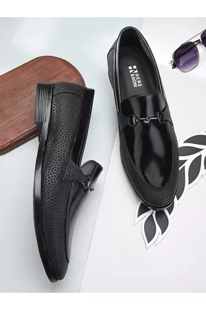 HERE&NOW Men Black Embellished Formal Horsebit Loafers