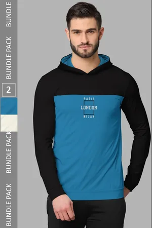 bullmer Pack Of 2 Printed Hood Long Sleeves Round Neck T-shirt