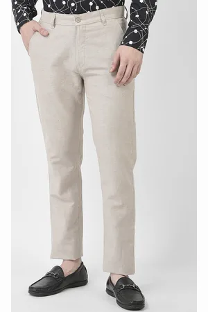 Crimsoune Club Men Textured Slim Fit Pure Cotton Trousers