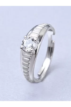 CLARA 925 Sterling Silver CZ-Studded Adjustable Finger Ring