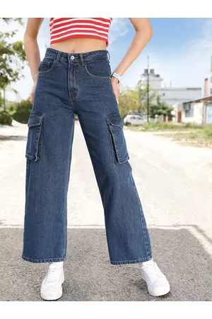 STREET 9 Women Jean Wide Leg High-Rise Pure Cotton Jeans