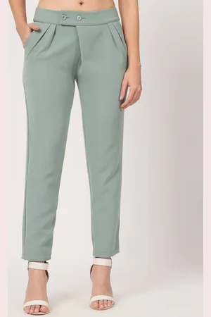 BEATNIK Women Cropped High-Rise Pleated Trousers