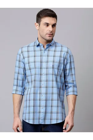 Richlook Men Blue Slim Fit Tartan Checks Checked Pure Cotton Casual Shirt