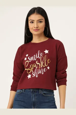Sera Women Maroon Printed Sweatshirt