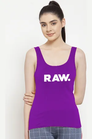 Friskers Women Purple & White Typography Printed Tank Top