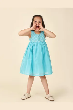 Fabindia Girls Embroidered Fit and Flare Dress