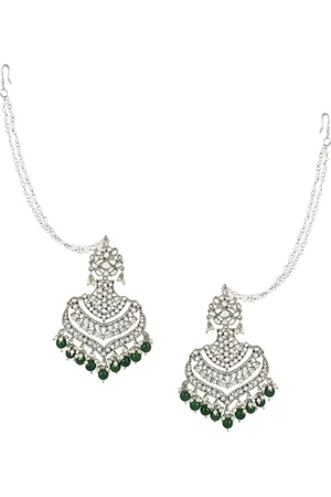 I Jewels Silver-Plated Contemporary Chandbalis Earrings